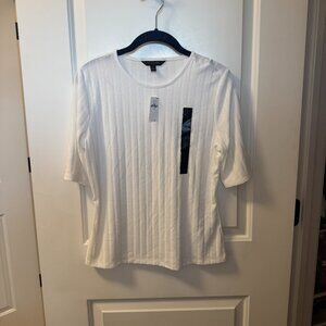 NWT Banana Republic Ribbed Elbow-Sleeve T-Shirt White Size S